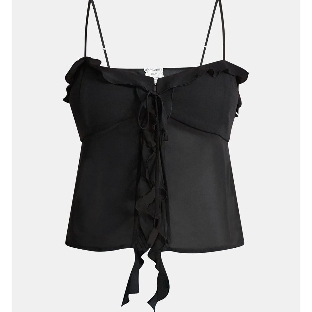 NWT, SZ L, Flyaway Cami Top, Black Chiffon